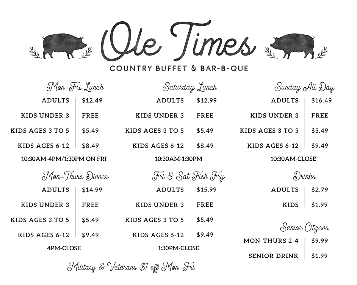 Menu Ole Times Country Buffet Savannah-1
